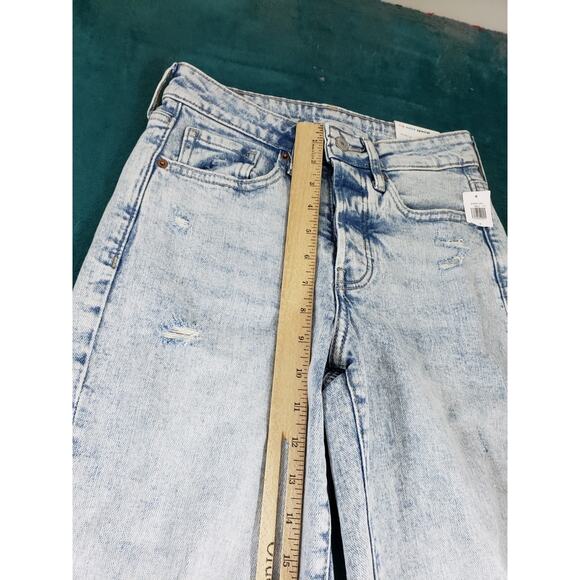 Old Navy Jeans Size 0 Womens Blue Fray Hem Stretch High Rise OG Straight NWT - Picture 8 of 14